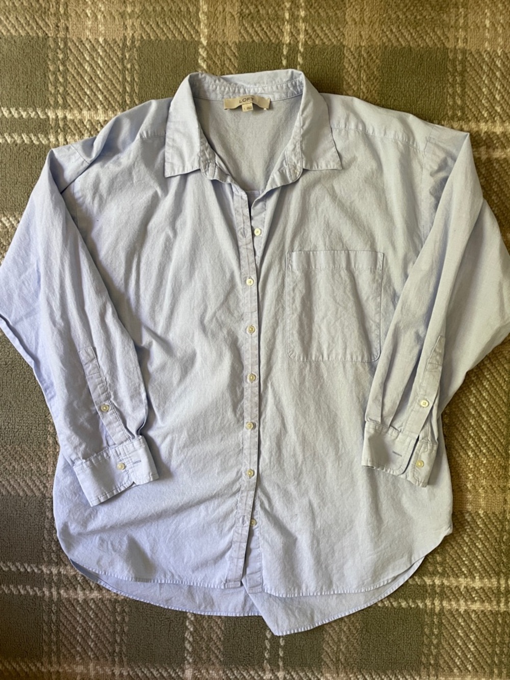 LOFT 100% cotton oversized blue button down shirt L